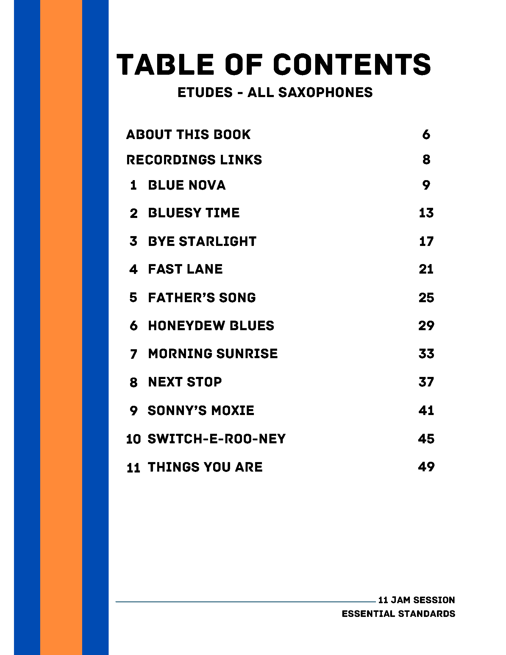11 Jam Session Essential Standards Etude Book (120pgs. All Saxophones)